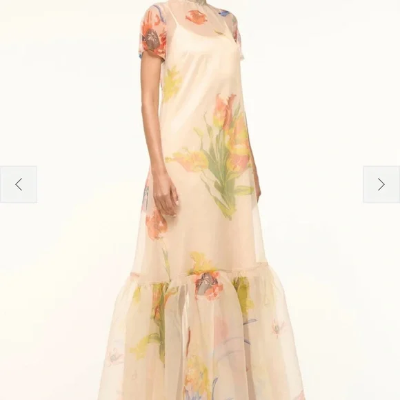 STAUD Sheer Floral Maxi Dress - Cream and Multicolor - Picture 2 of 4